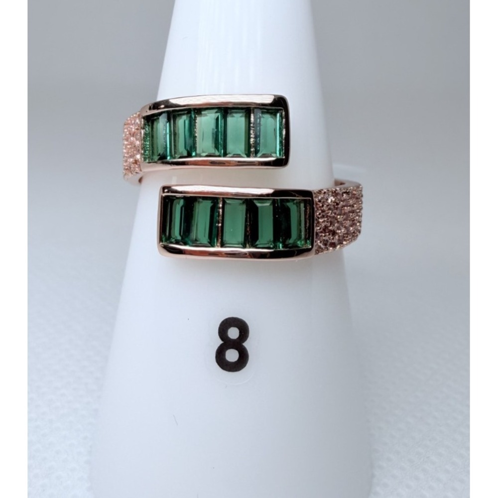 Size 8 Bomb Party May - RG91203 The Noire Ring - Emerald on Rose Gold Plating
